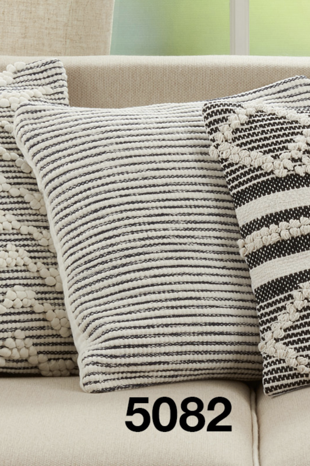 Blue Woven Stripe Contrast Pillow