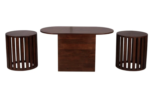 Nesting Mango Wood Coffee & Side Table Set