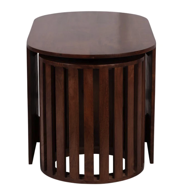 Nesting Mango Wood Coffee & Side Table Set