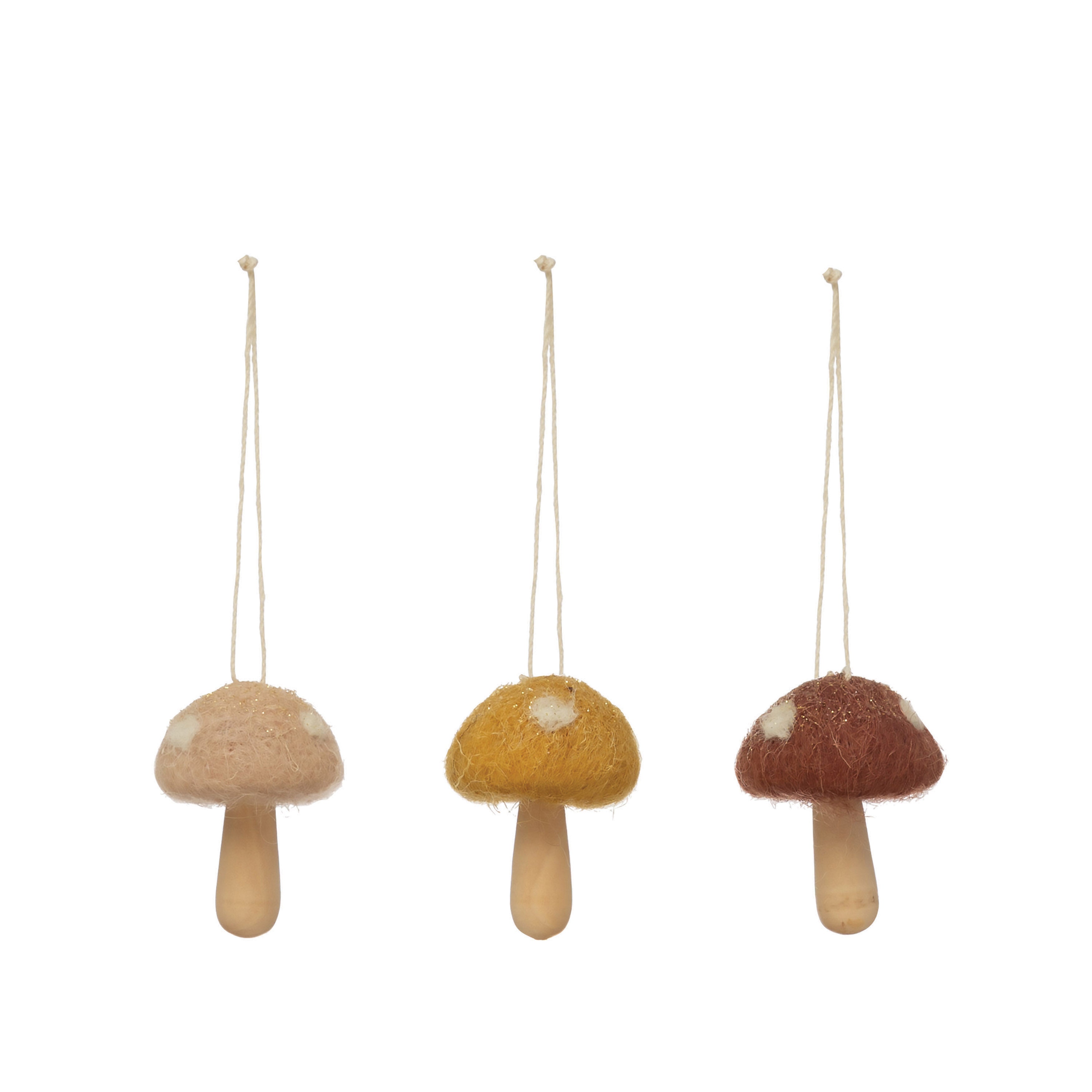 Wool & Wood Mushroom Ornament