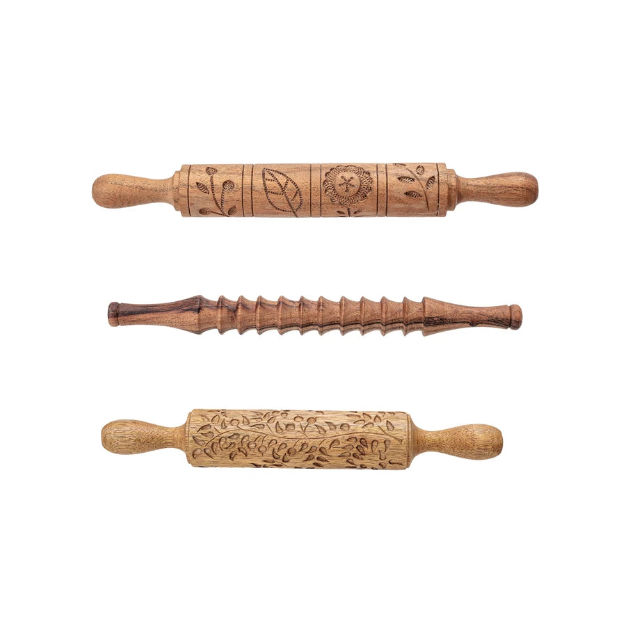 Assorted Hand Carved Wood Rolling Pin*