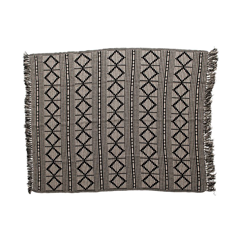 Diamond and Stripe Throw with Fringe