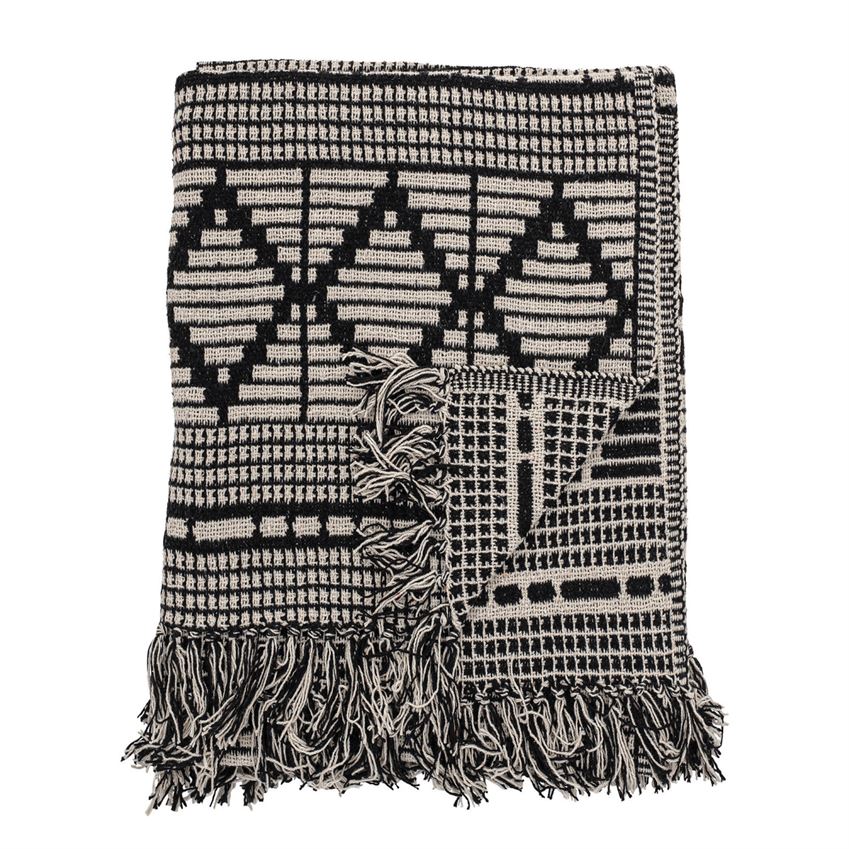 Diamond and Stripe Throw with Fringe