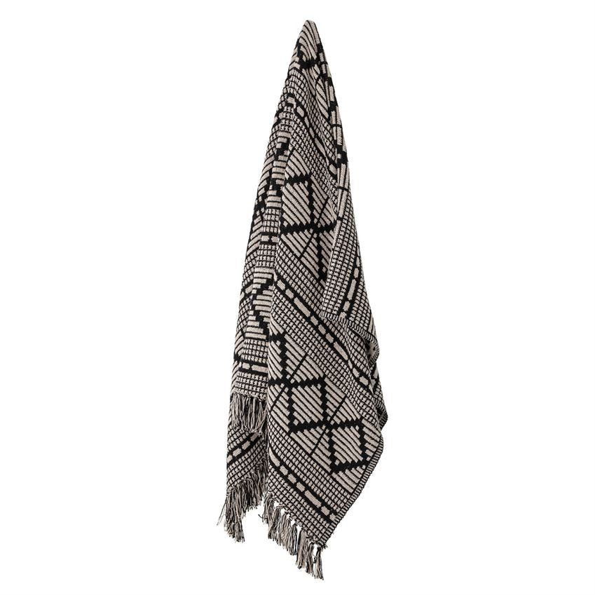 Diamond and Stripe Throw with Fringe