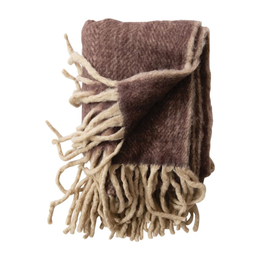 Plum Wool Fringe Throw