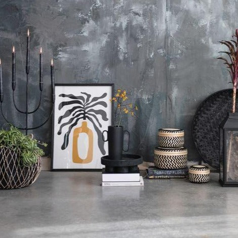 Black Asymmetric Vase with Handles