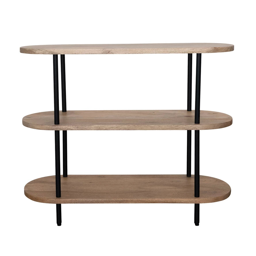 Mango Wood & Metal Oval Shelf