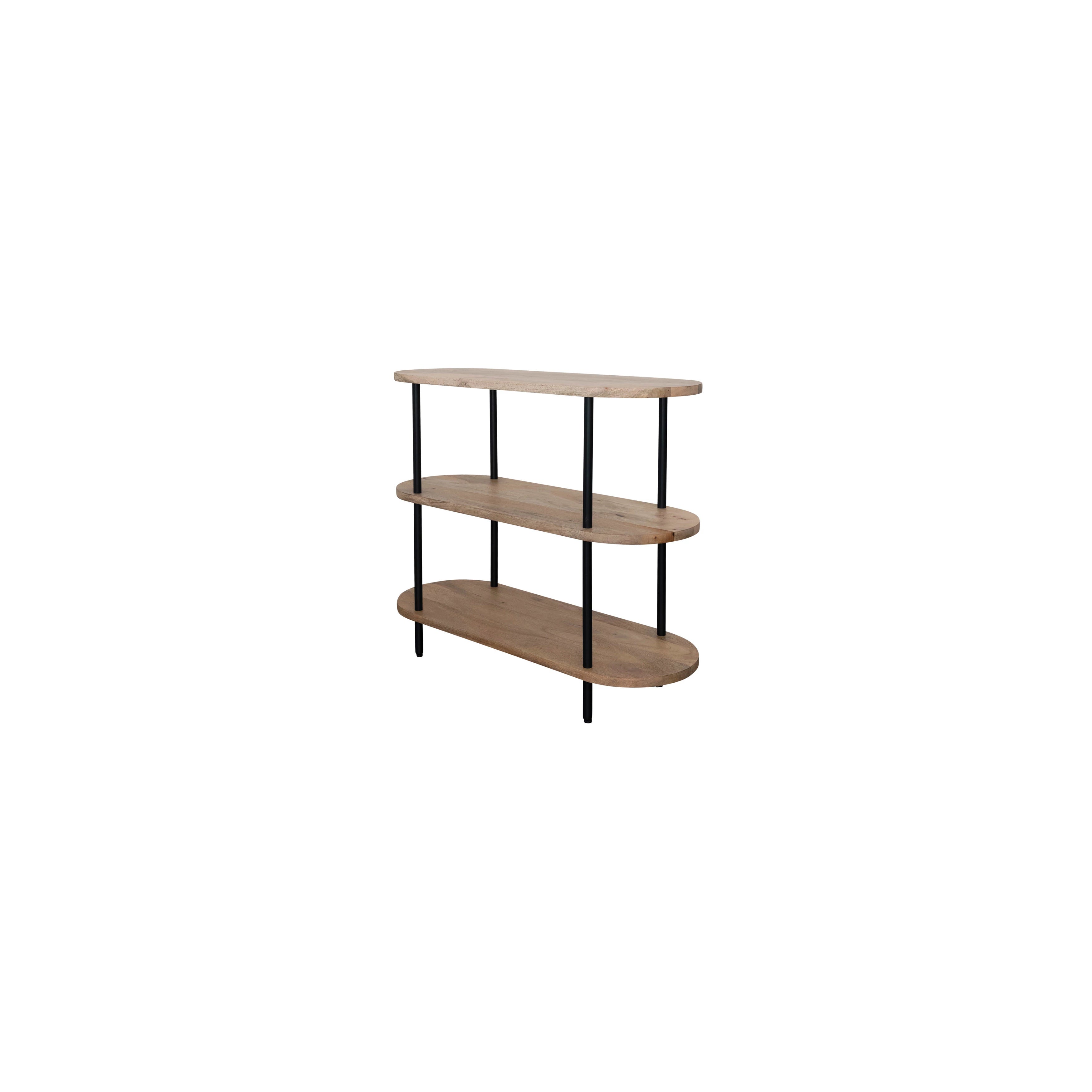Mango Wood & Metal Oval Shelf