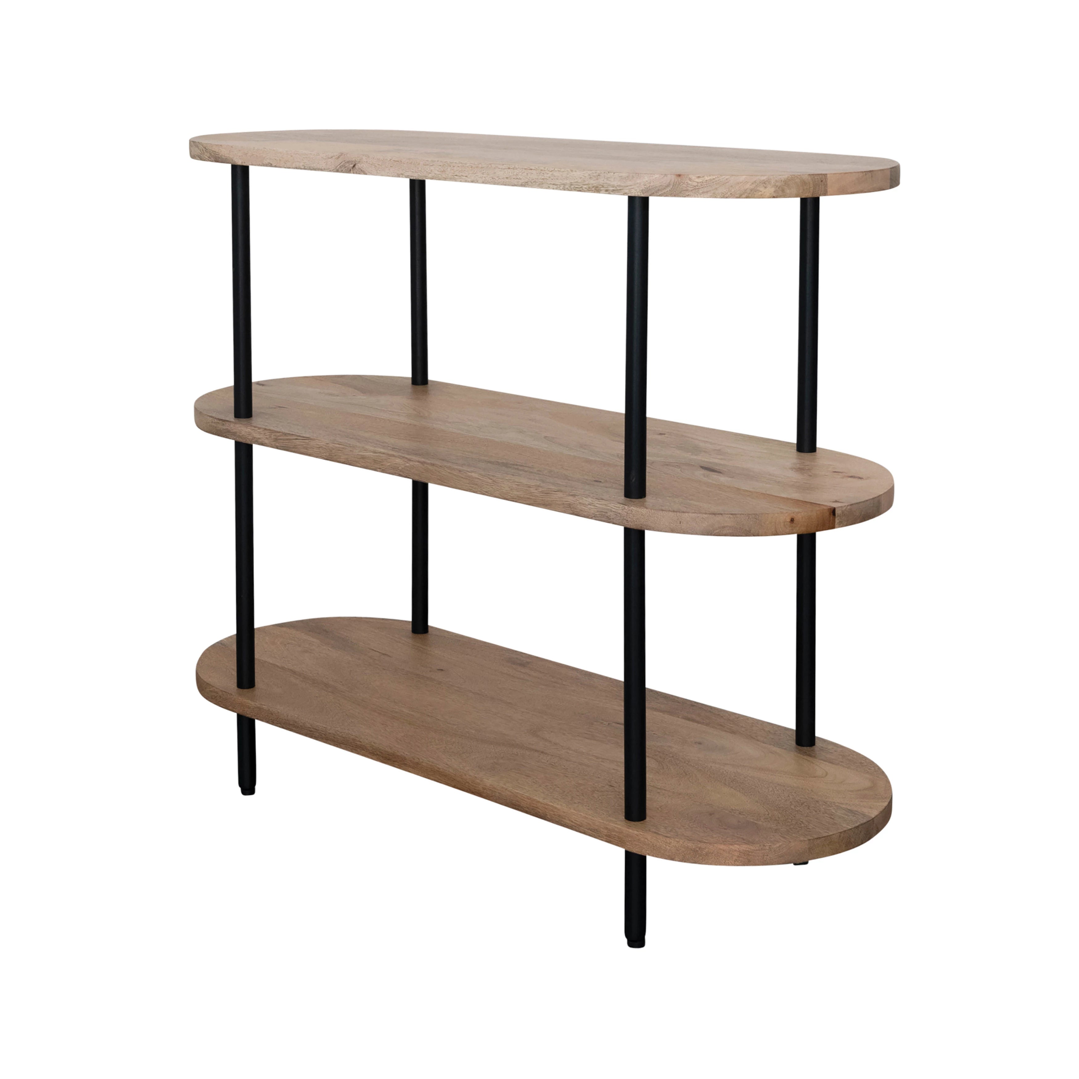 Mango Wood & Metal Oval Shelf