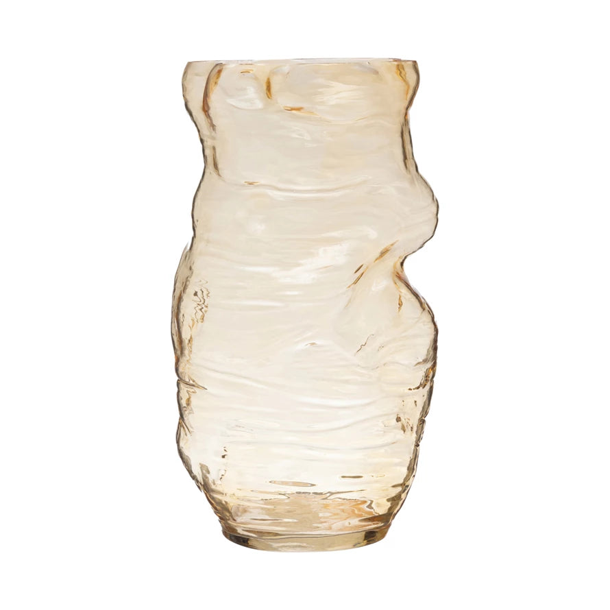 Amber Blown Glass Organic Vase