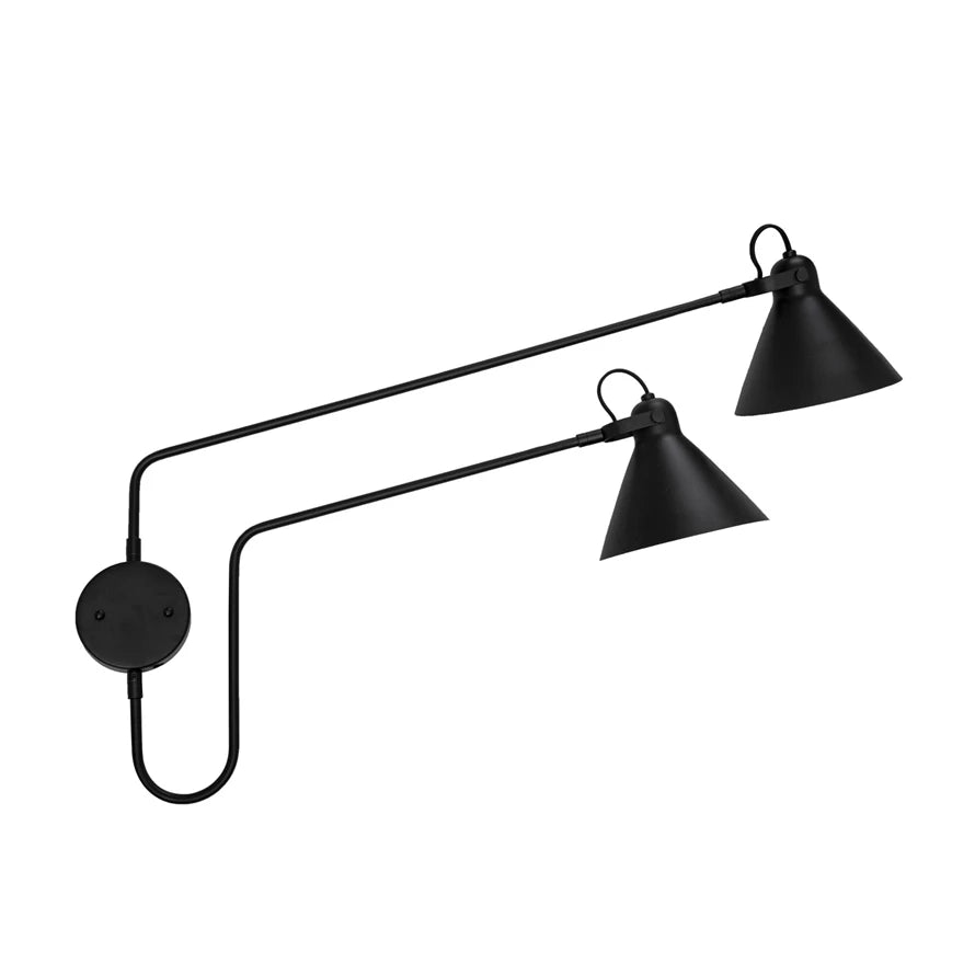 Black Double Light Swivel Wall Sconce