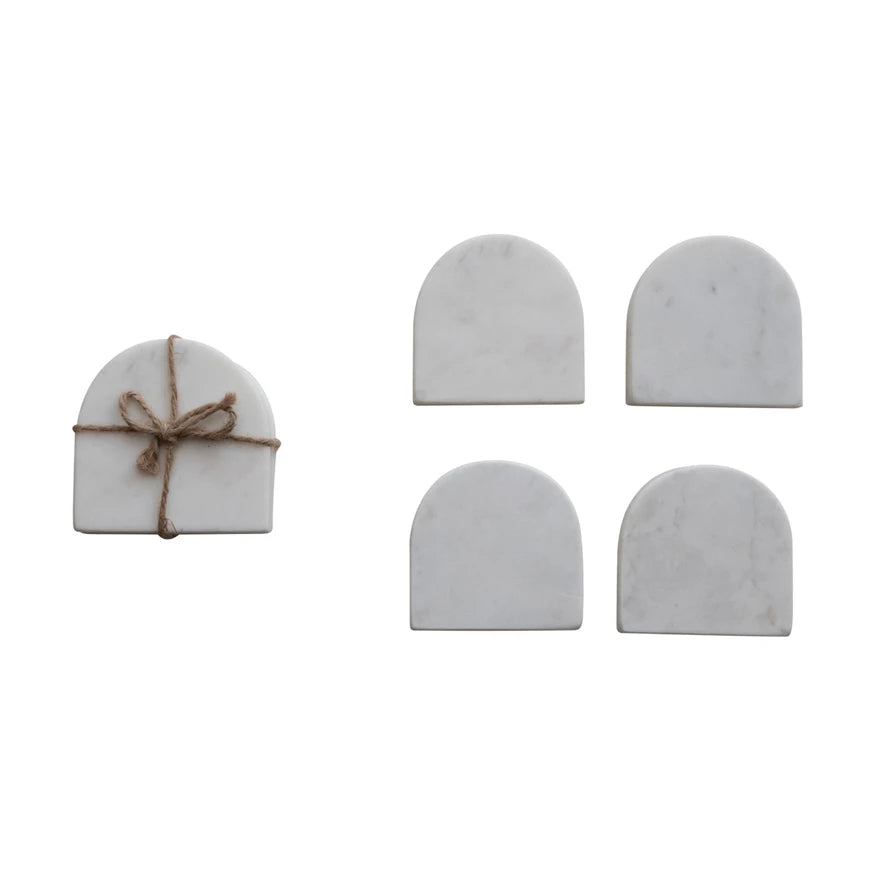 White Marble Arched Coasters