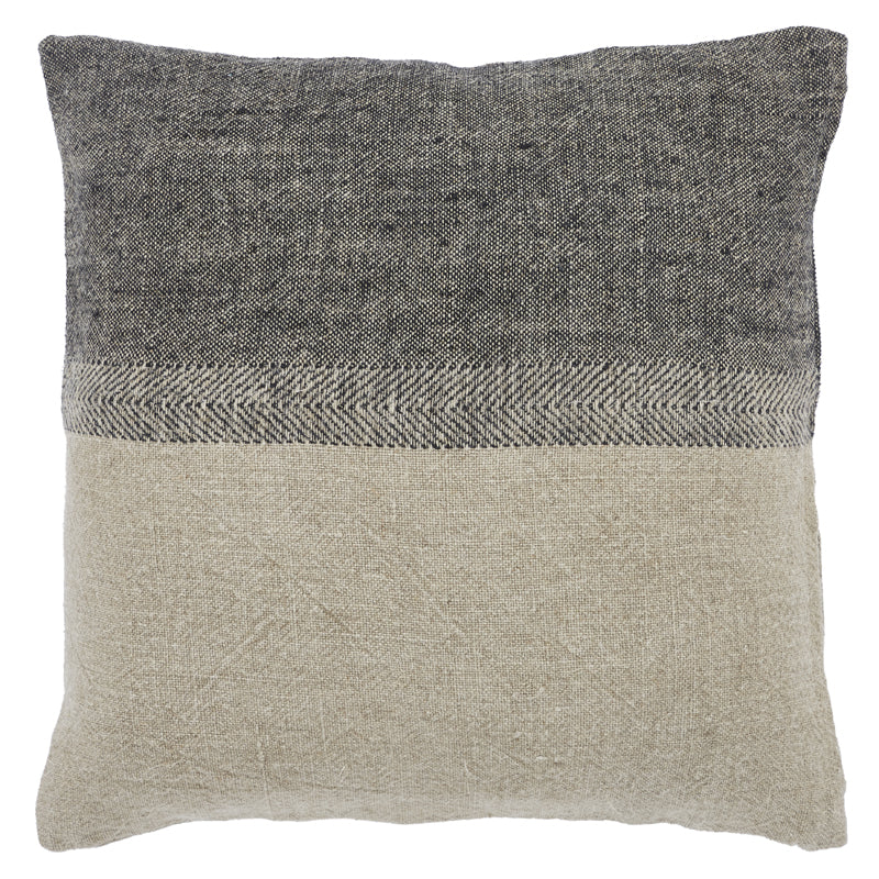 Natural & Black Dyed Linen Square Pillow