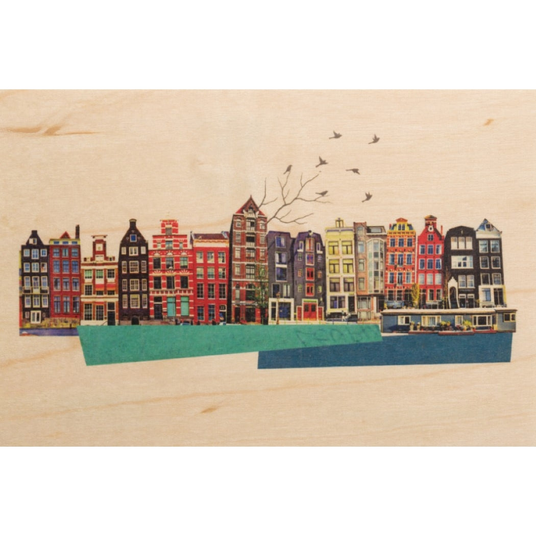 Wood Postcard City Collages - Amsterdam