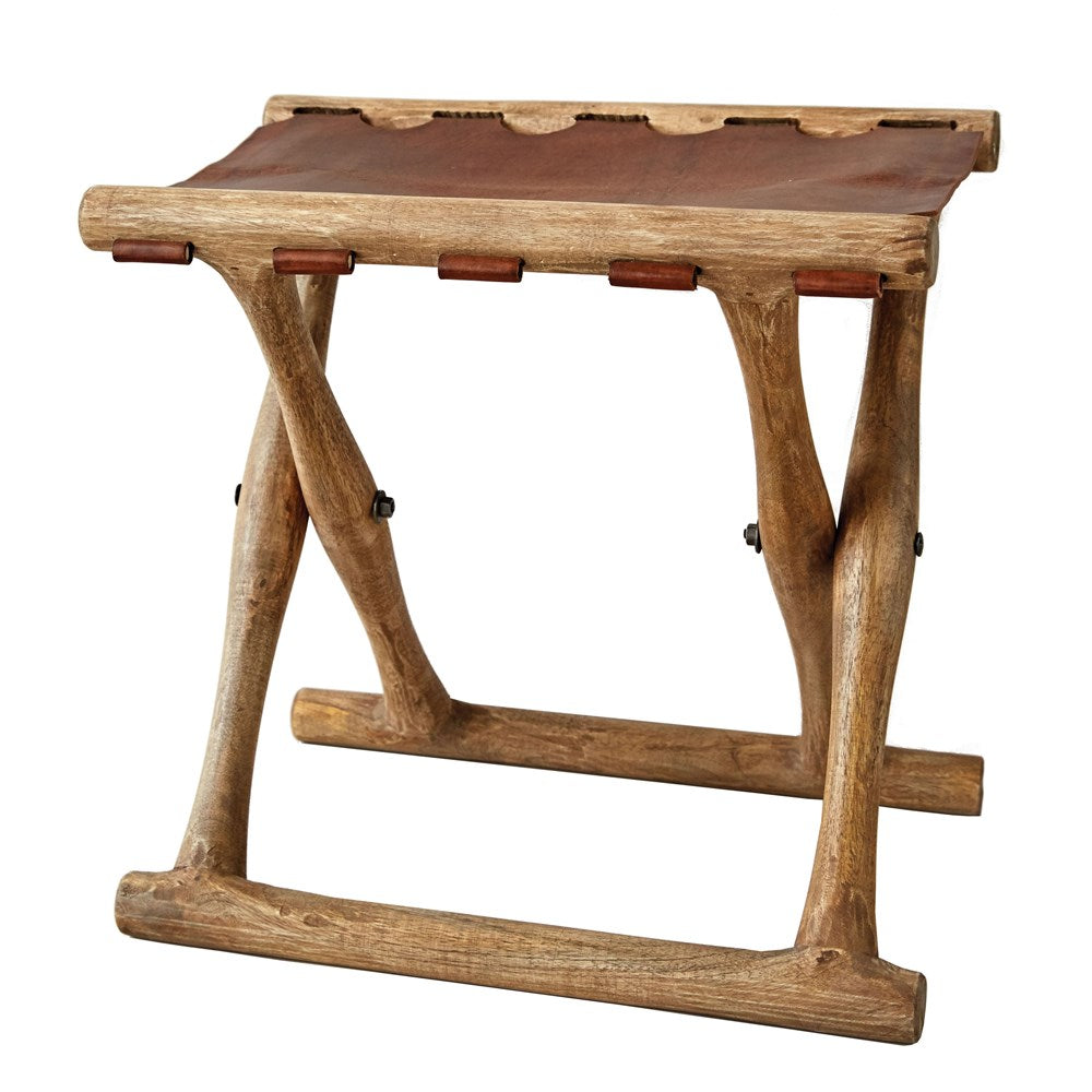 Leather Folding Stool