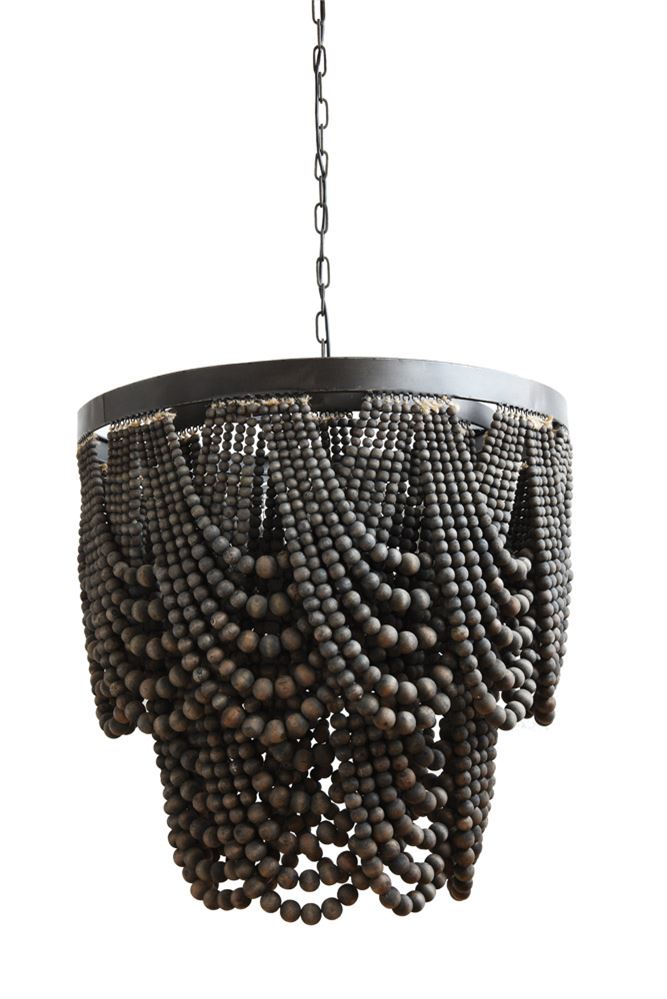 Black wood bead deals chandelier