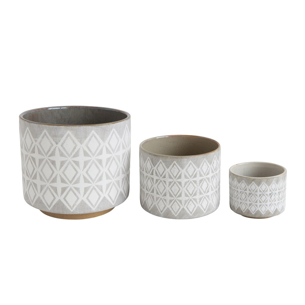 Large Patterned White Planter