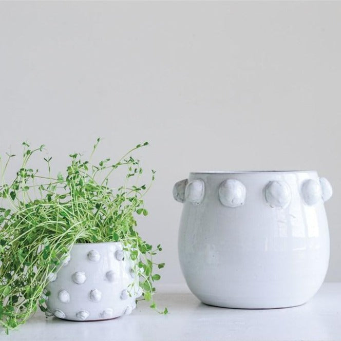 White Raised Dots Planter