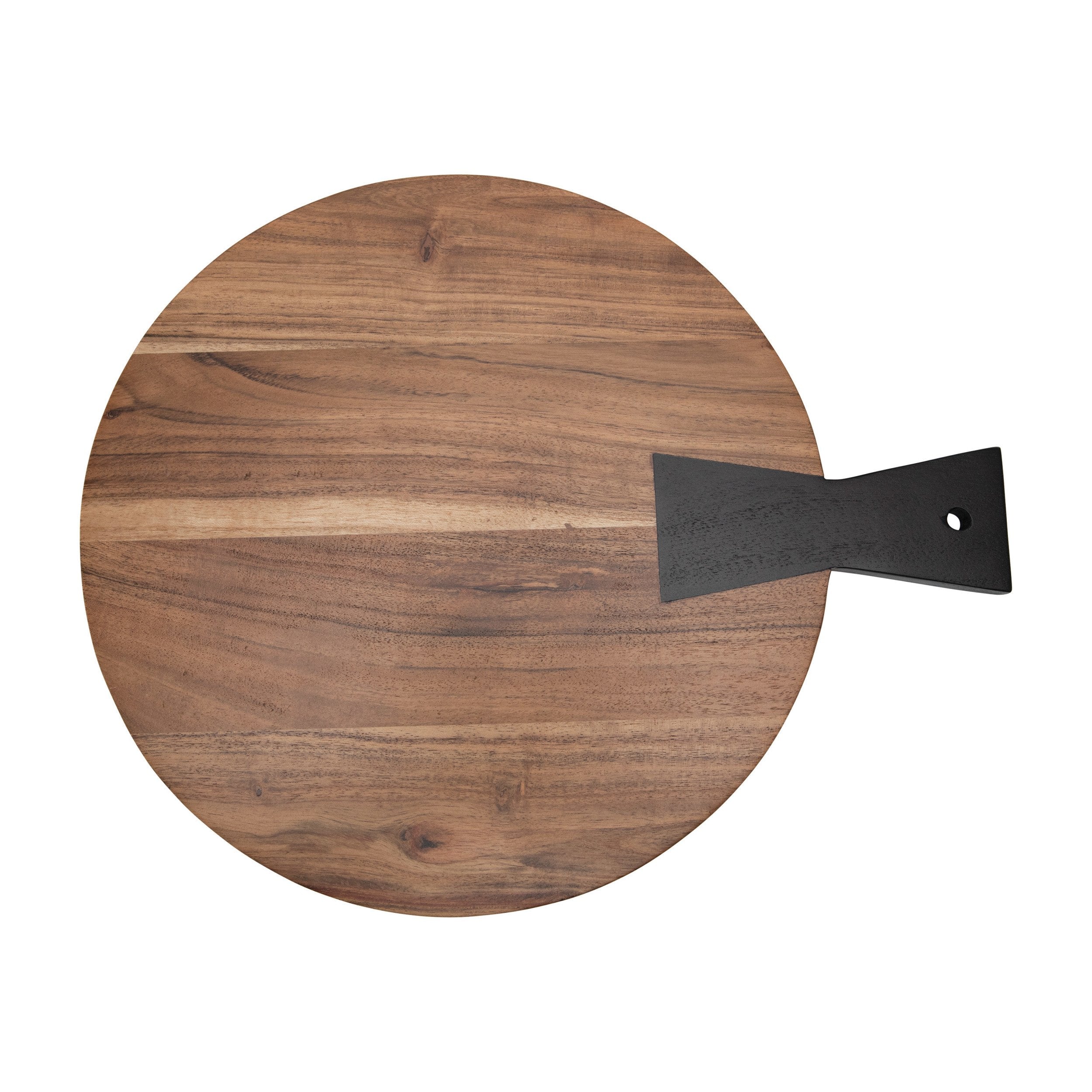 Round Acacia Cutting Board with Black Handle