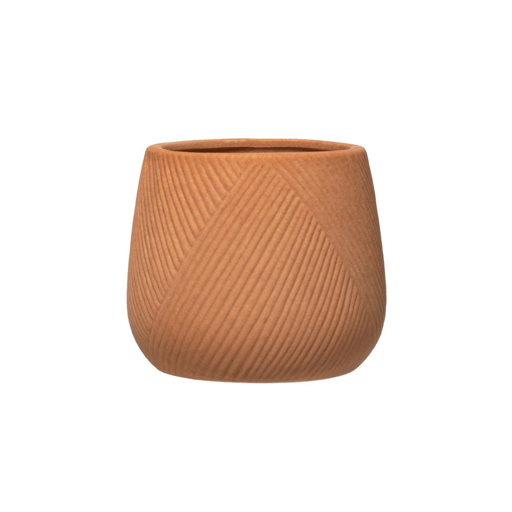 Engraved Terra Cotta Planter