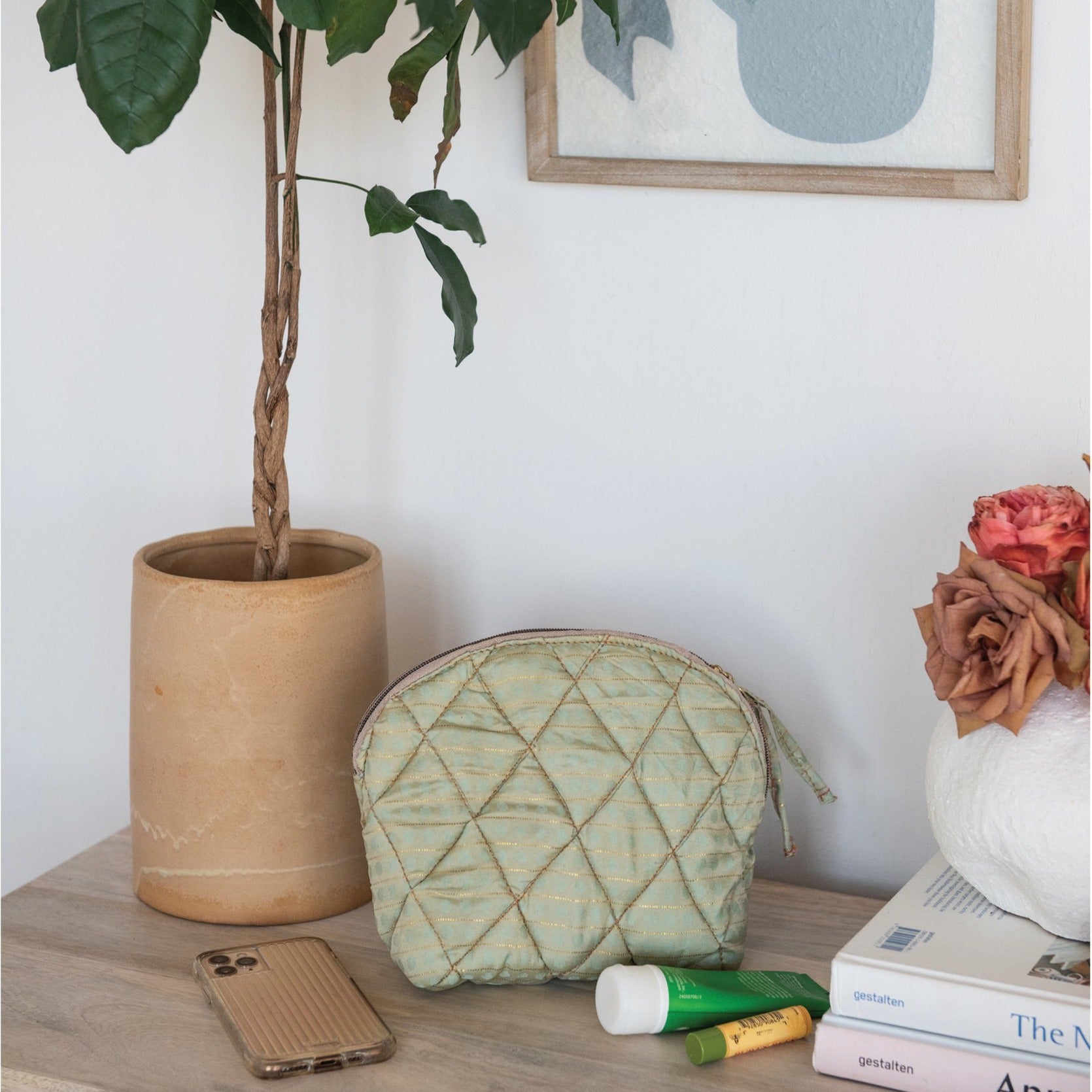 Orange Stoneware Canister & Cork Lid