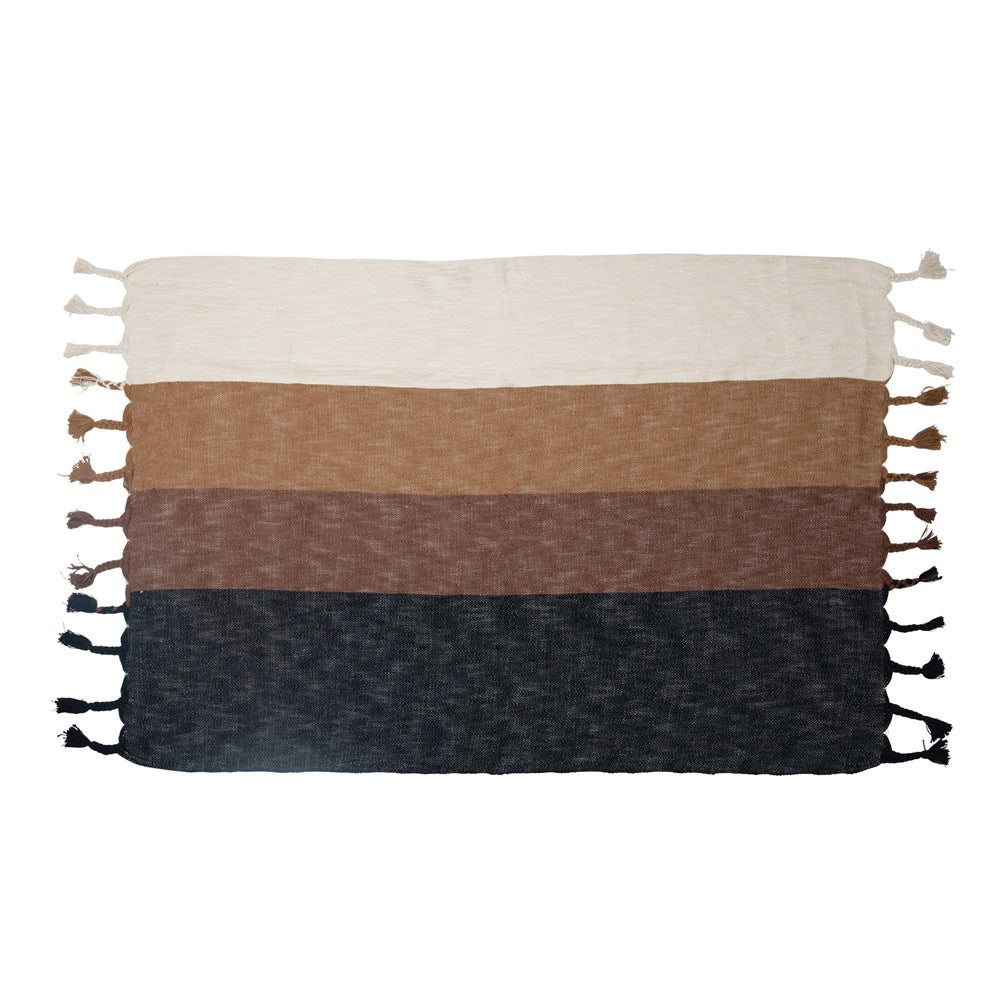 Black and Rust Throw with Tassels*