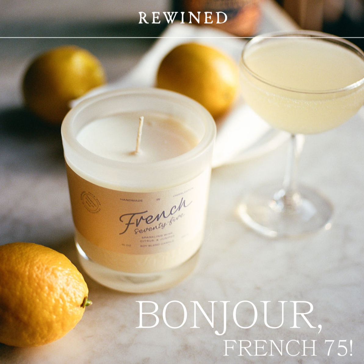 French 75 Cocktail Candle