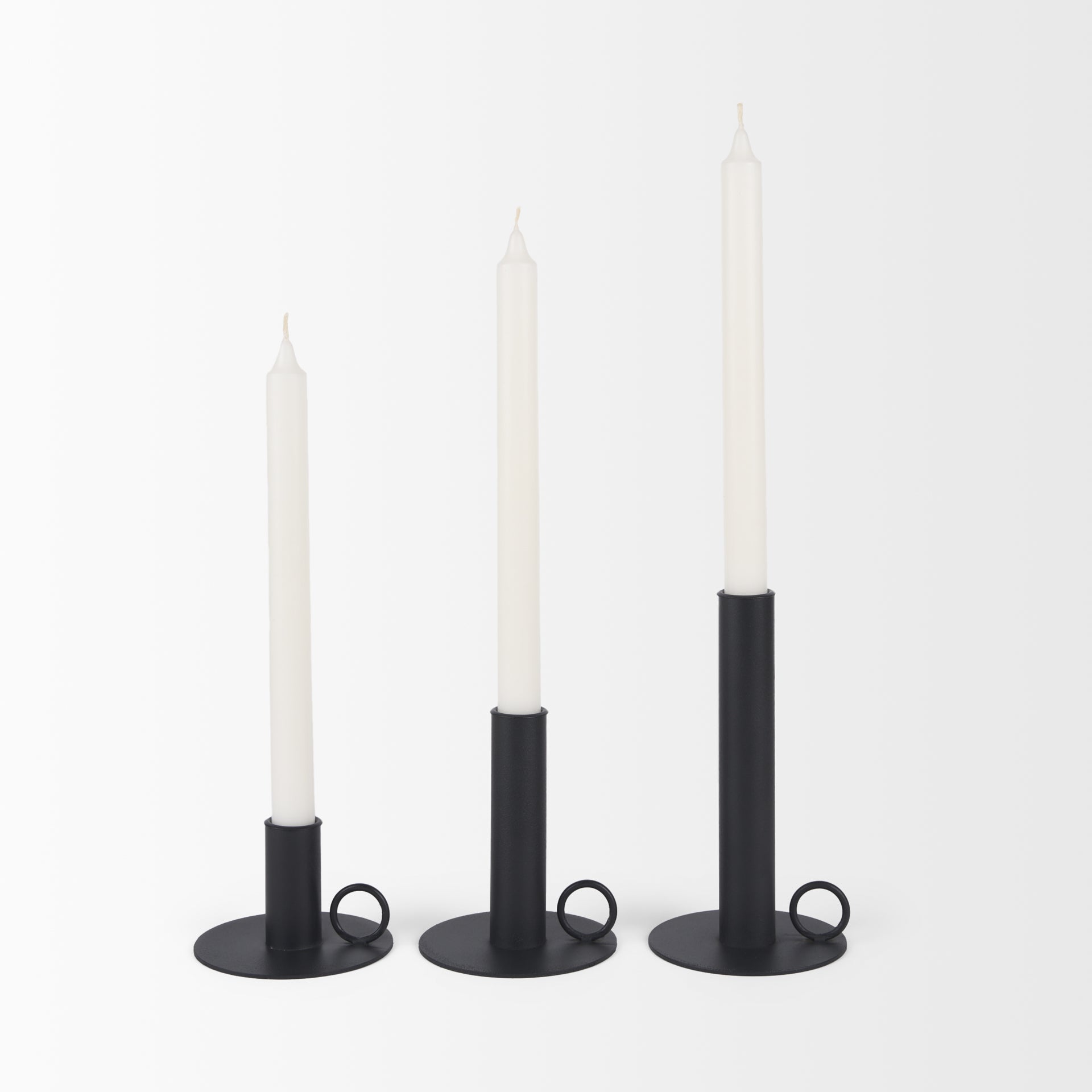 Noir Matte Black Metal Candle Holder