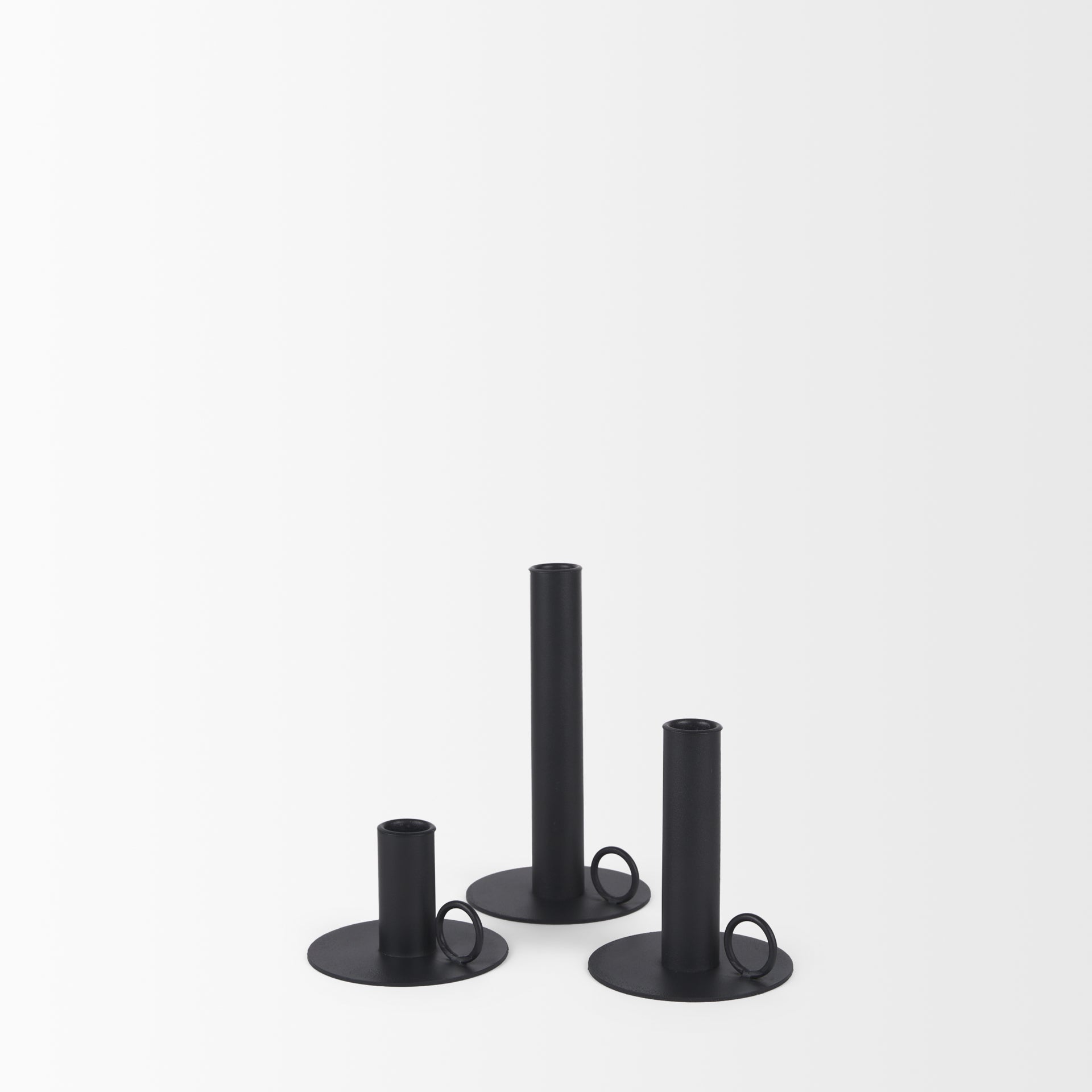 Noir Matte Black Metal Candle Holder