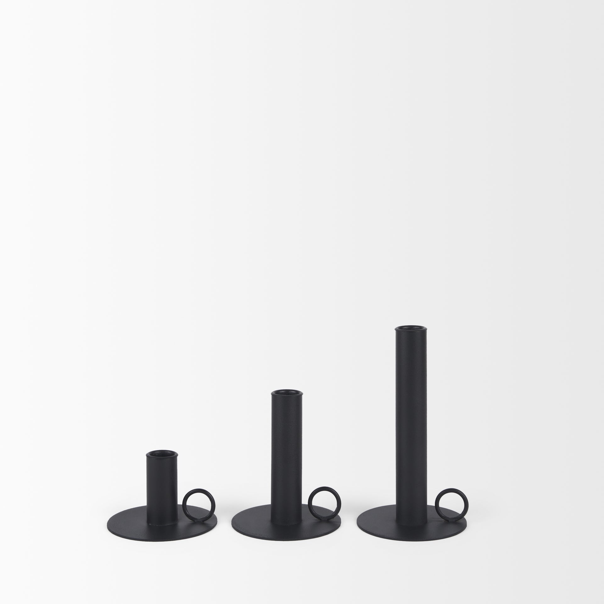 Noir Matte Black Metal Candle Holder