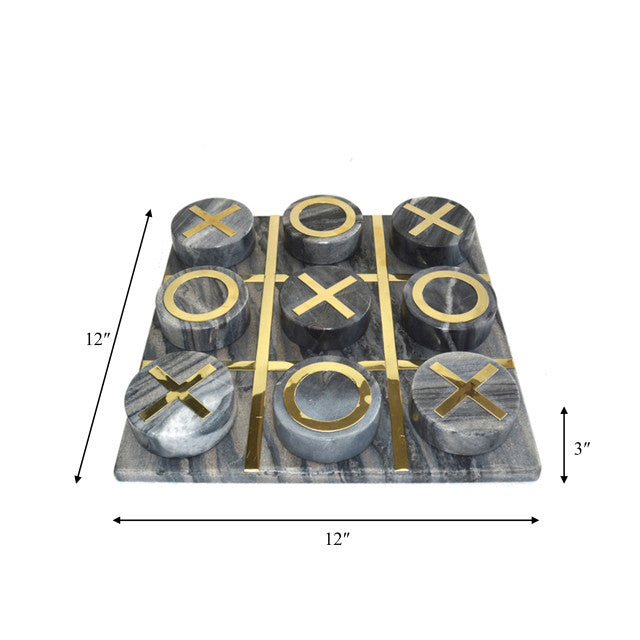 Black & Gold Marble Tic Tac Toe