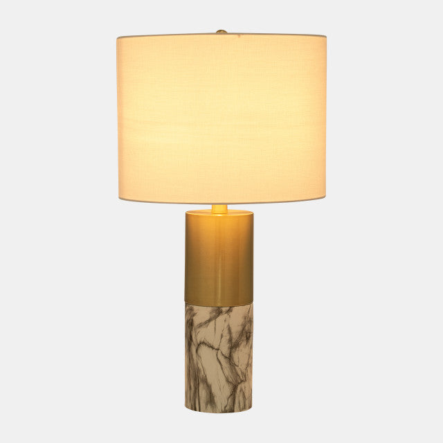 Gold Metal & Marble Table Lamp 25"