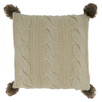 Cable Knit Pom Pom Pillow