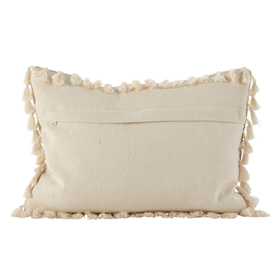 Ivory Tasseled Moroccan Lumbar Pillow
