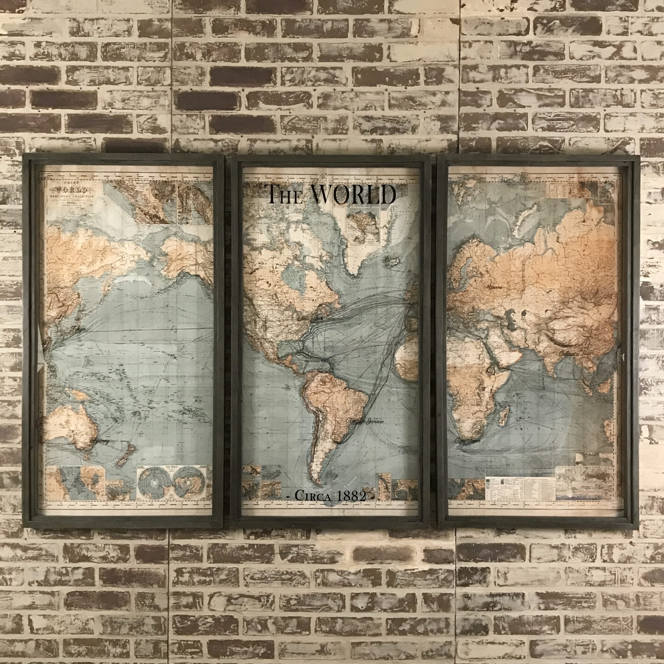 1882 Triptych World Map
