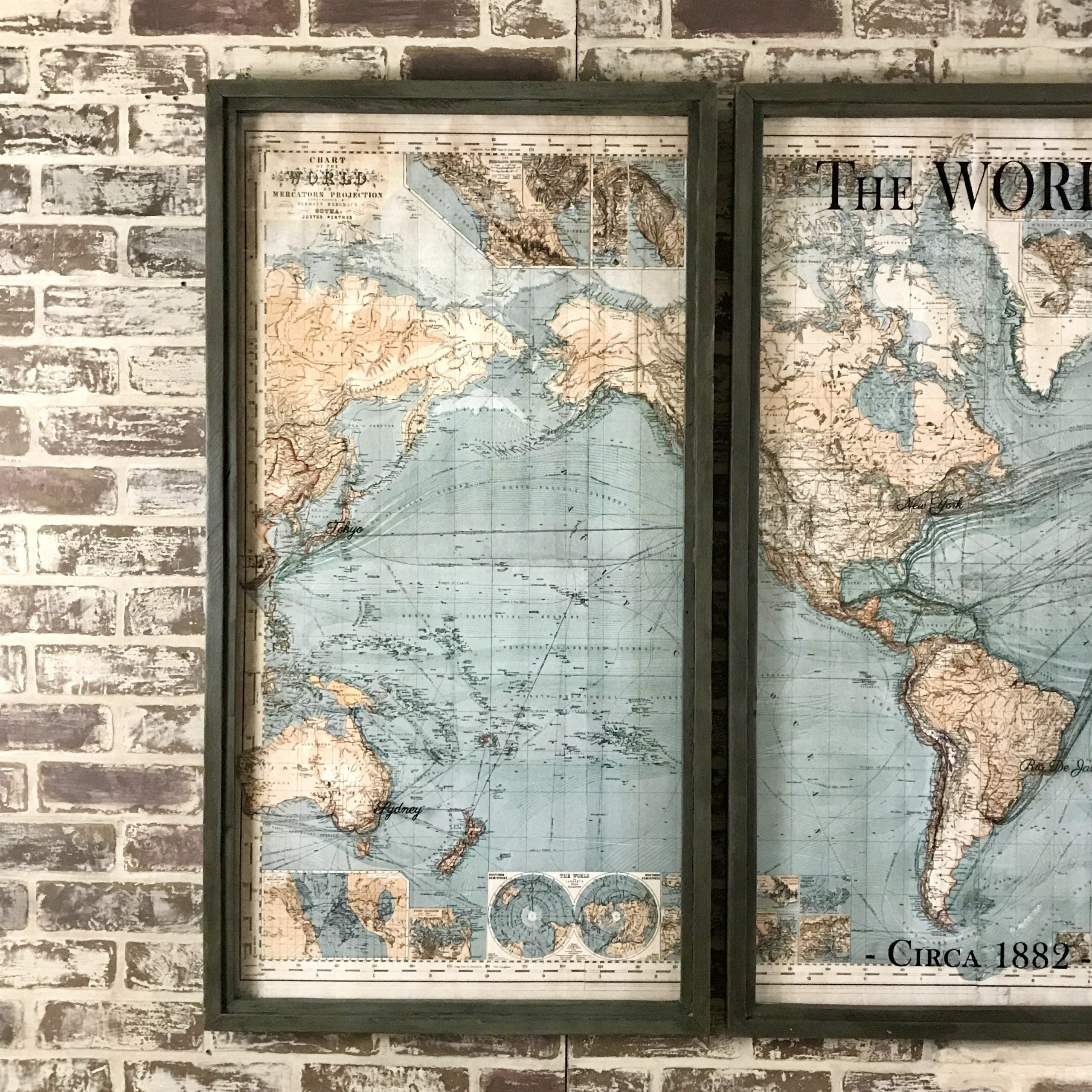 1882 Triptych World Map