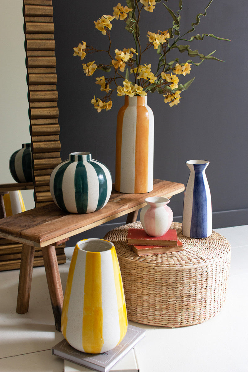 Colored Ceramic Striped Vases
