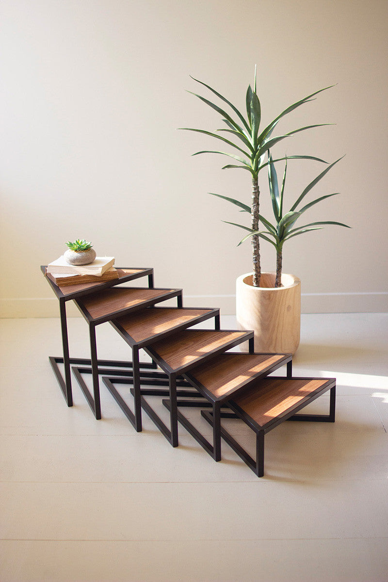 Metal and Wood Triangle Risers S/6