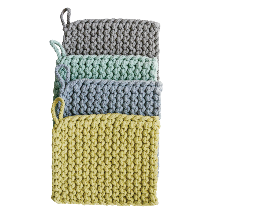 Cotton Crocheted Pot Holder 4 Cool Colors