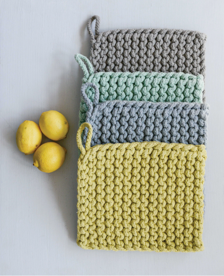 Cotton Crocheted Pot Holder 4 Cool Colors