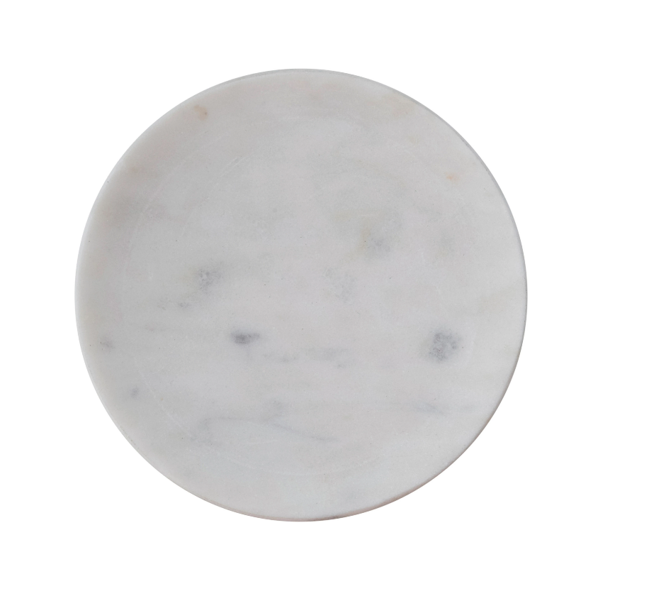 Round White Marble Soap Dish