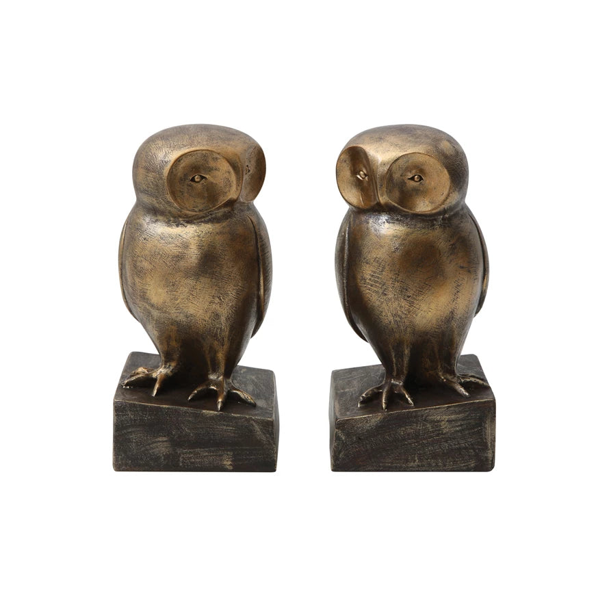 Bronze Owl Resin Bookends