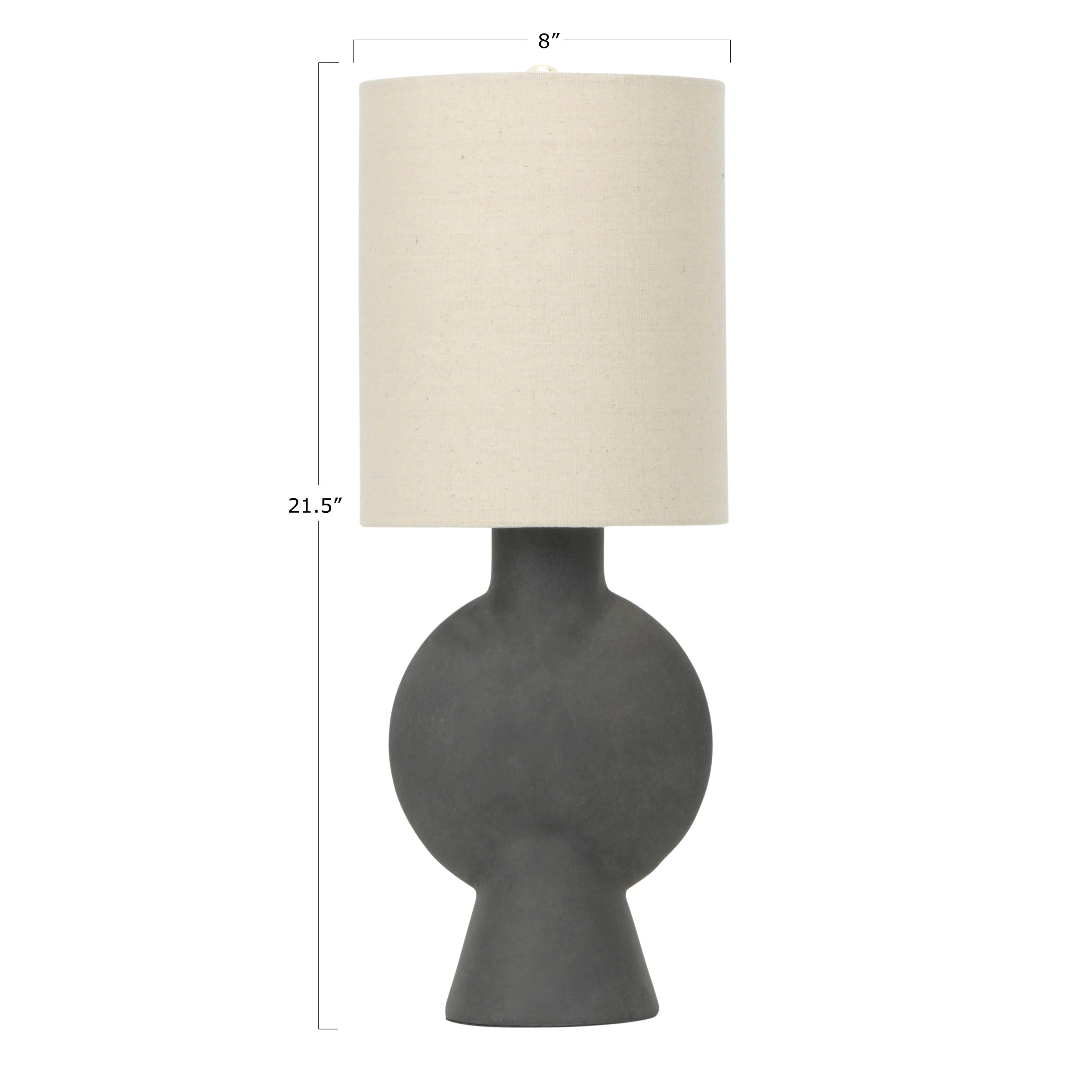 Matte Black Terra-cotta Table Lamp w/ Linen Shade