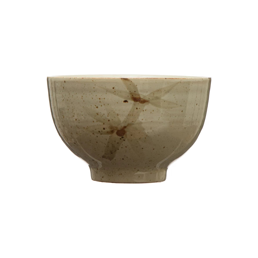 Hand-Painted Bamboo Stoneware Bowl