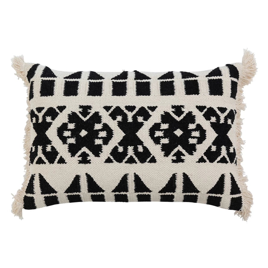 Kilim Lumbar Pillow w/ Pattern & Fringe