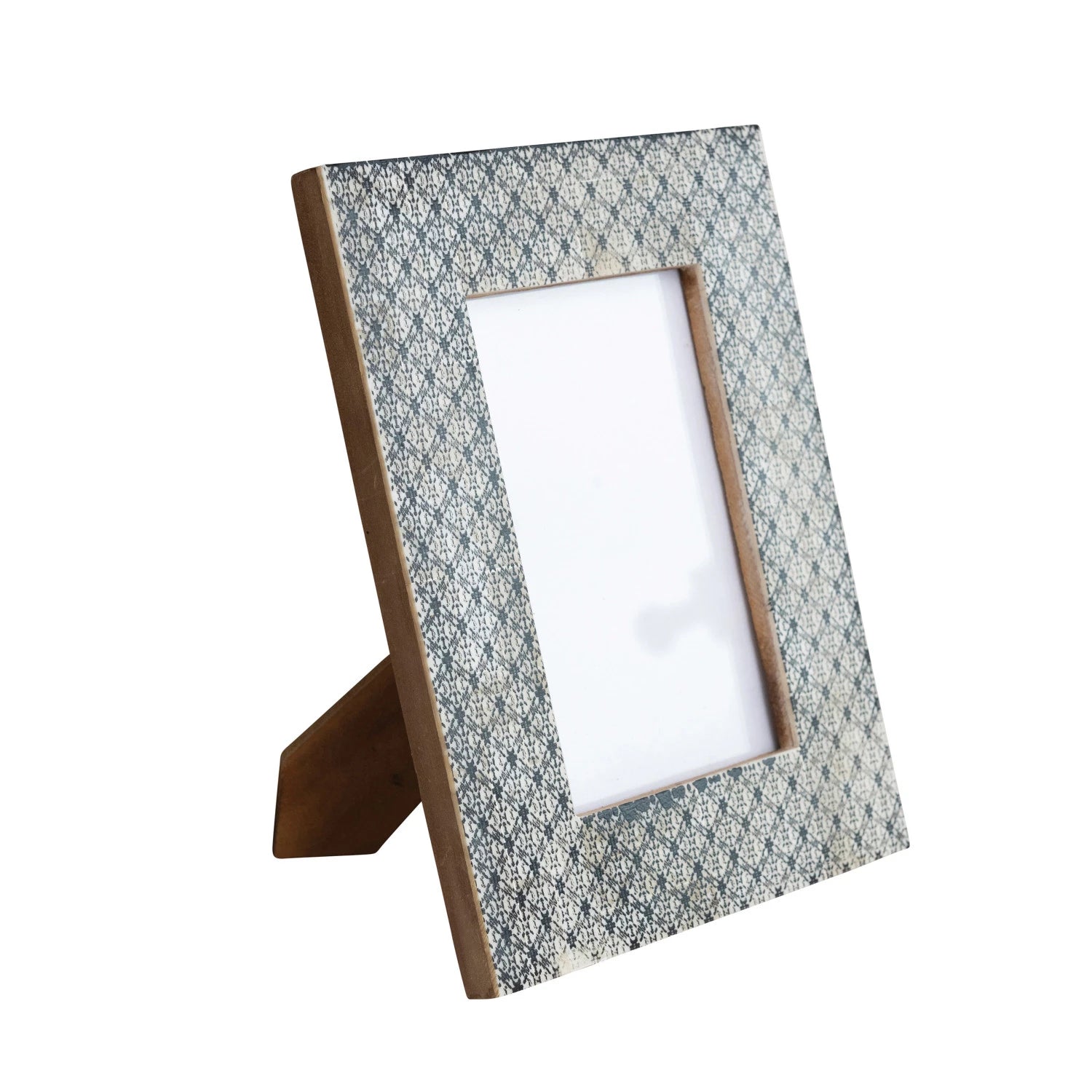 Charcoal Resin & Glass Photo Frame w/ Pattern