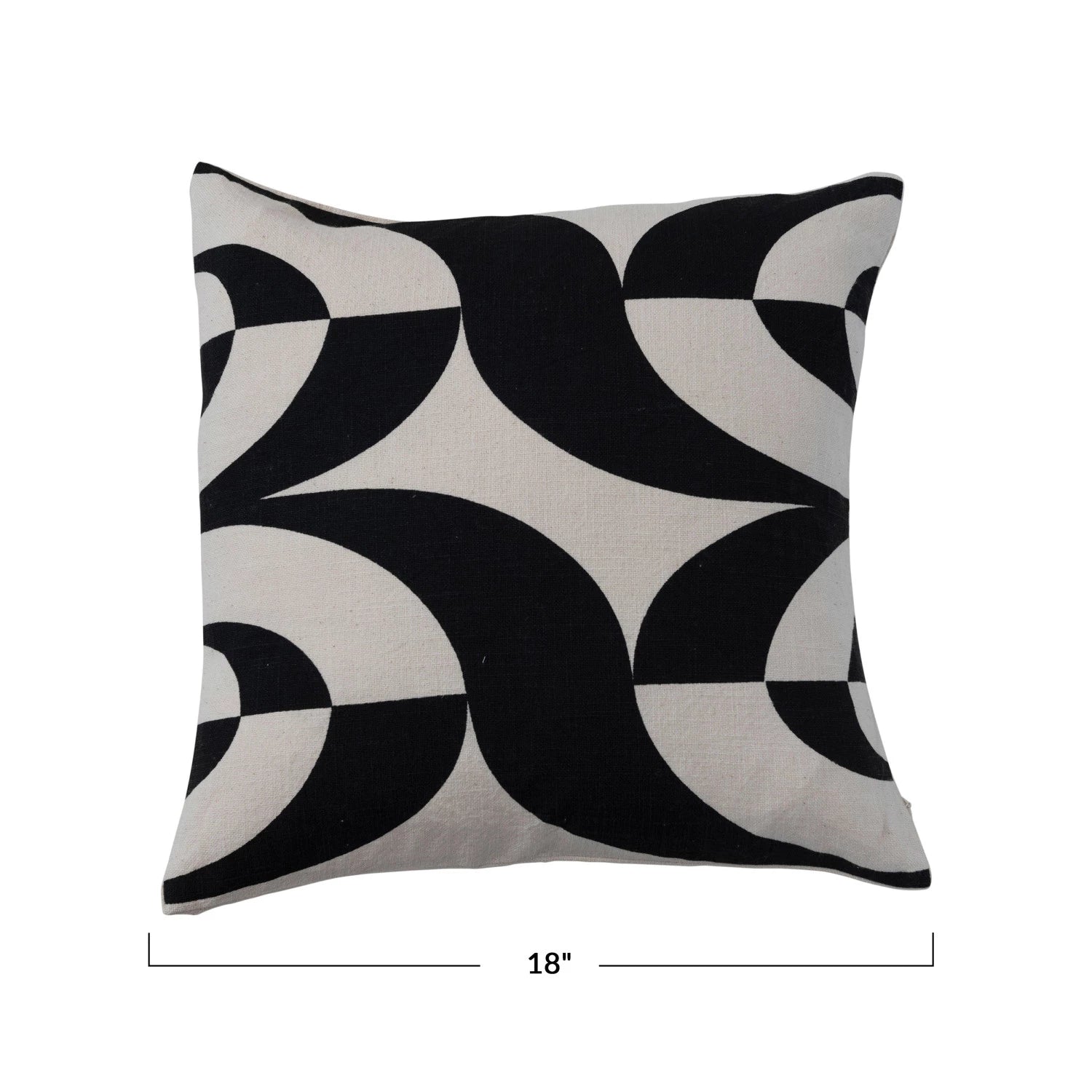 Black & White Cotton Slub Pillow w/ Pattern