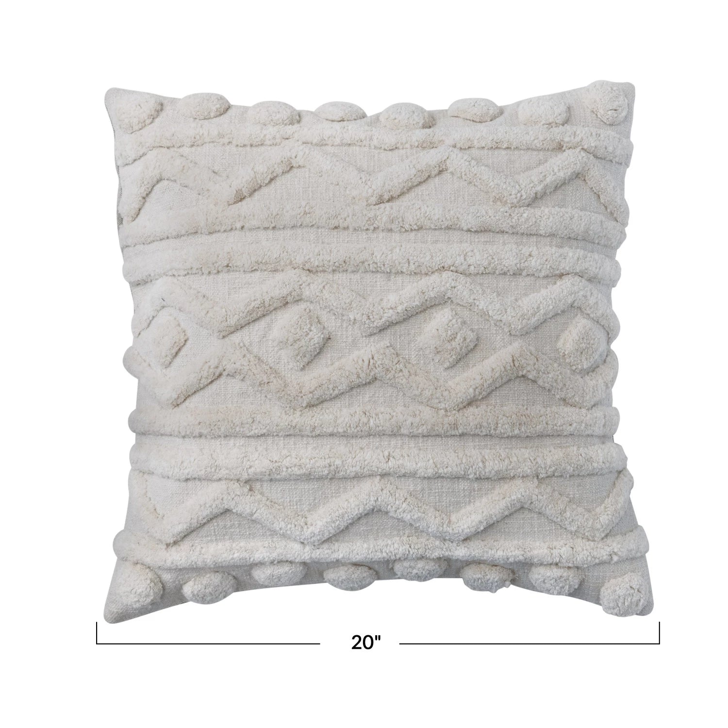 Cream Cotton Slub Pillow w/ Tufted Pattern