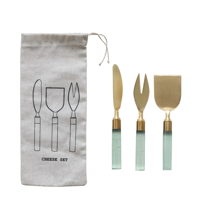 Brass & Green Cheese Utensils