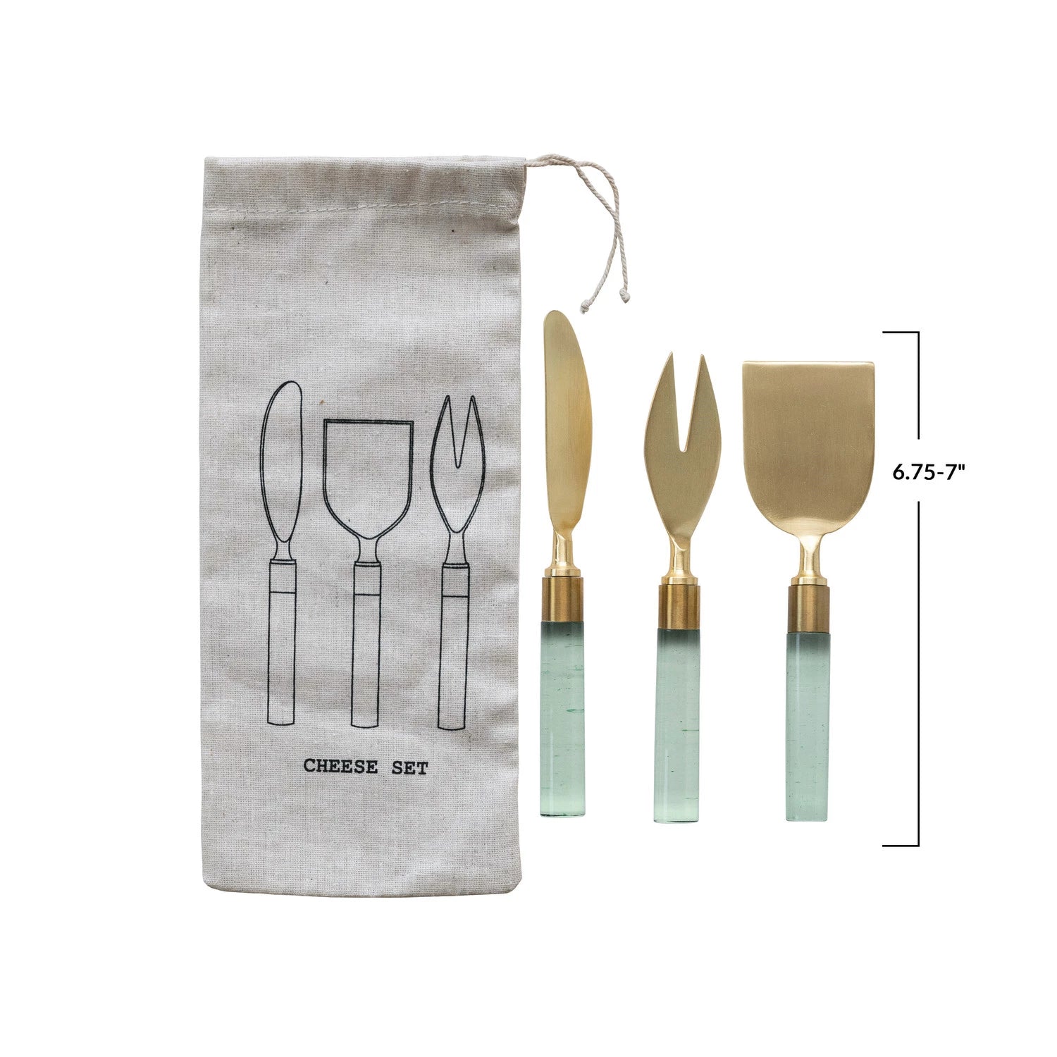 Brass & Green Cheese Utensils